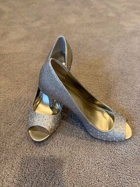 Style & Co. Glitter Peep-Toe Heels - Gold